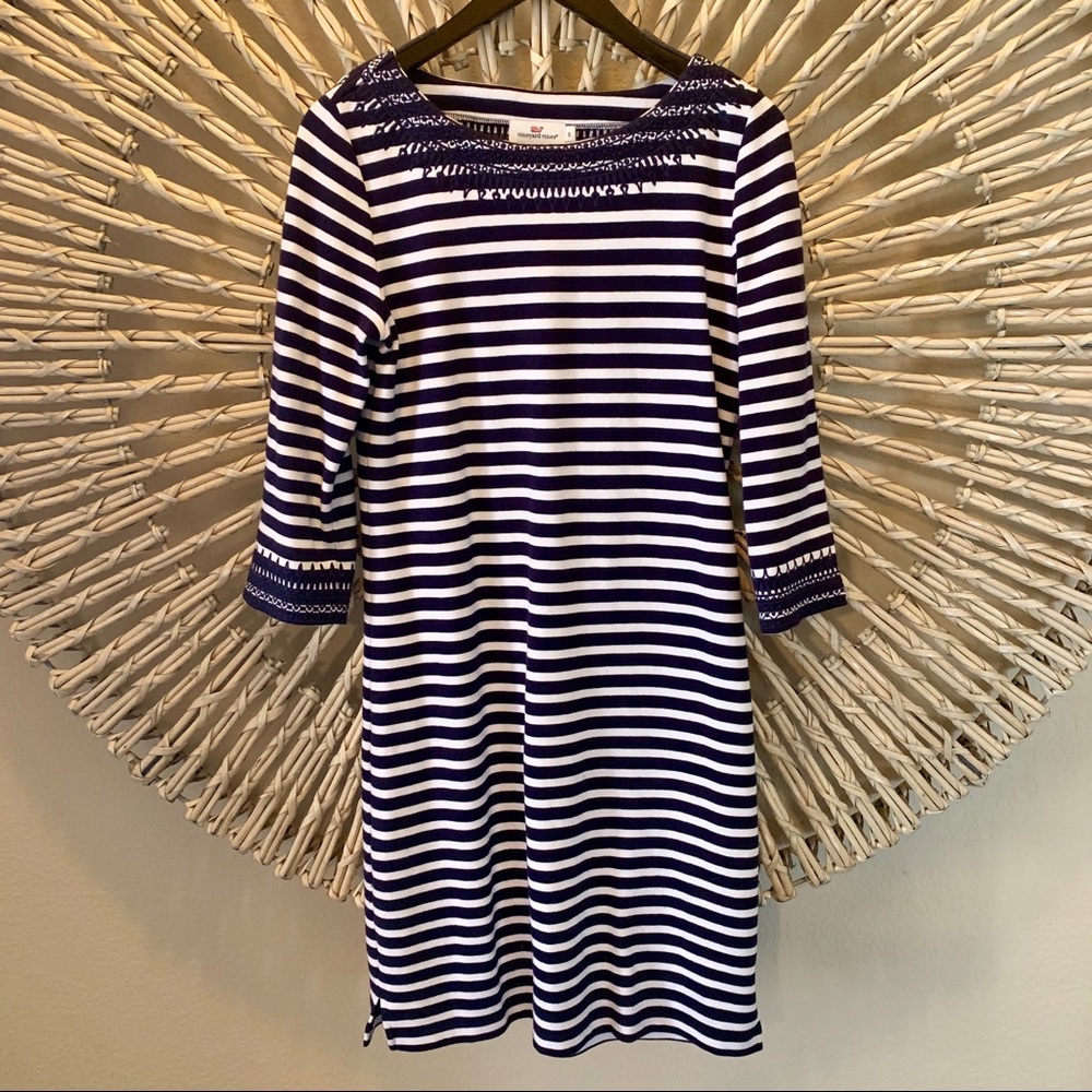 Vineyard Vines Embroidered Stripe Knit Dress
